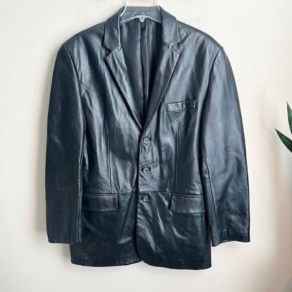 Alfani Black Men’s Leather Jacket 40R - Picture 1 of 8